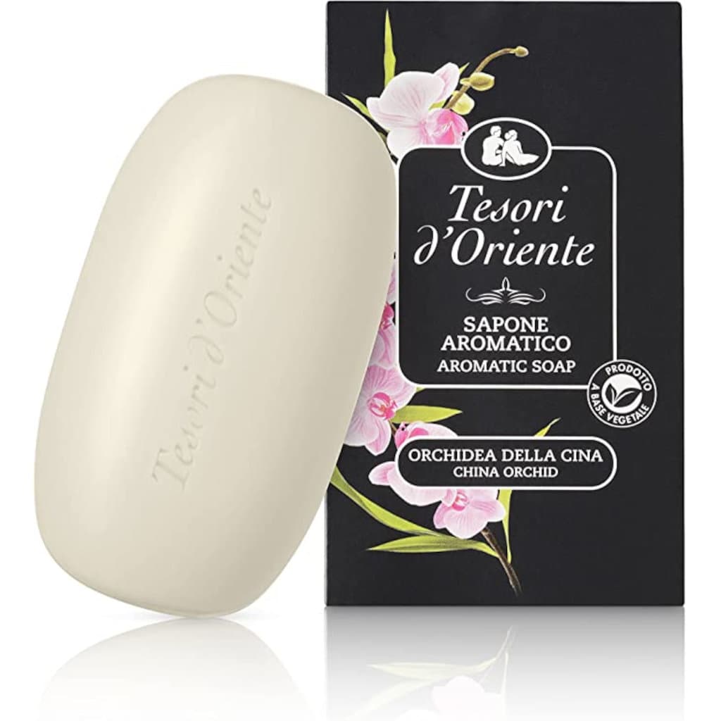 Tesori d'Oriente Orchidea della Cina Solid Soap в елегантна опаковка, твърд сапун с аромат на китайска орхидея.