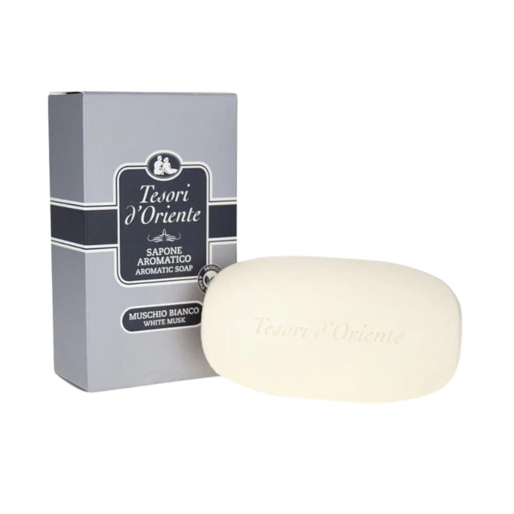 Tesori d'Oriente Muschio Bianco Solid Soap в елегантна опаковка, твърд сапун с аромат на бял мускус. 1