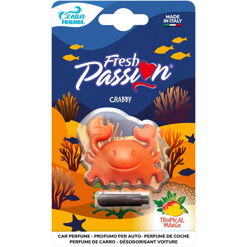 Fresh Passion Ocean Crabby – Компактен ароматизатор за кола с аромат на тропическо манго.