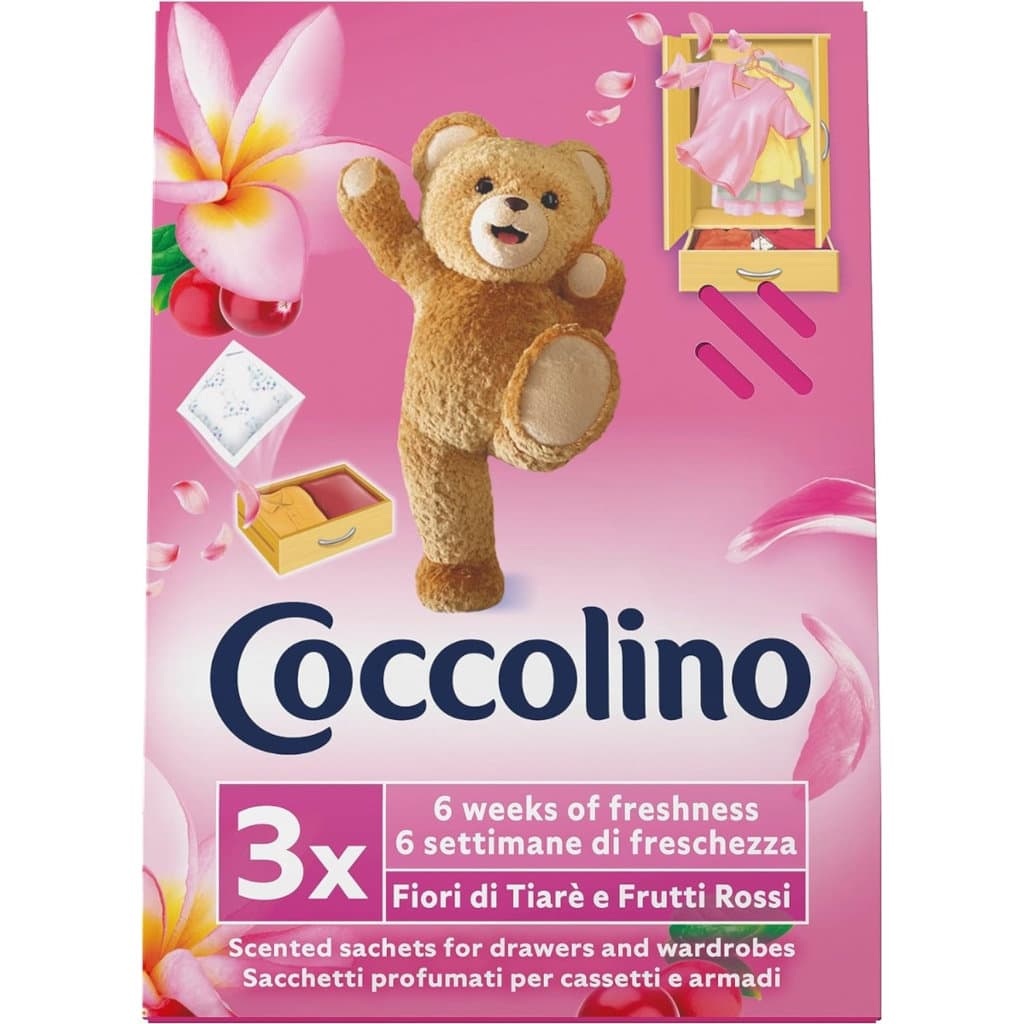 Опаковка на Coccolino Profuma Biancheria Frutti Rossi сашета.