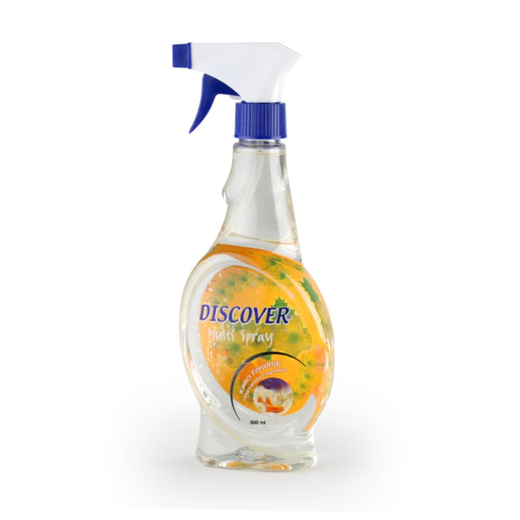 Опаковка на Discover Multi Spray Melon (500 мл) с изображение на пъпеш и пистолетна пръскалка.