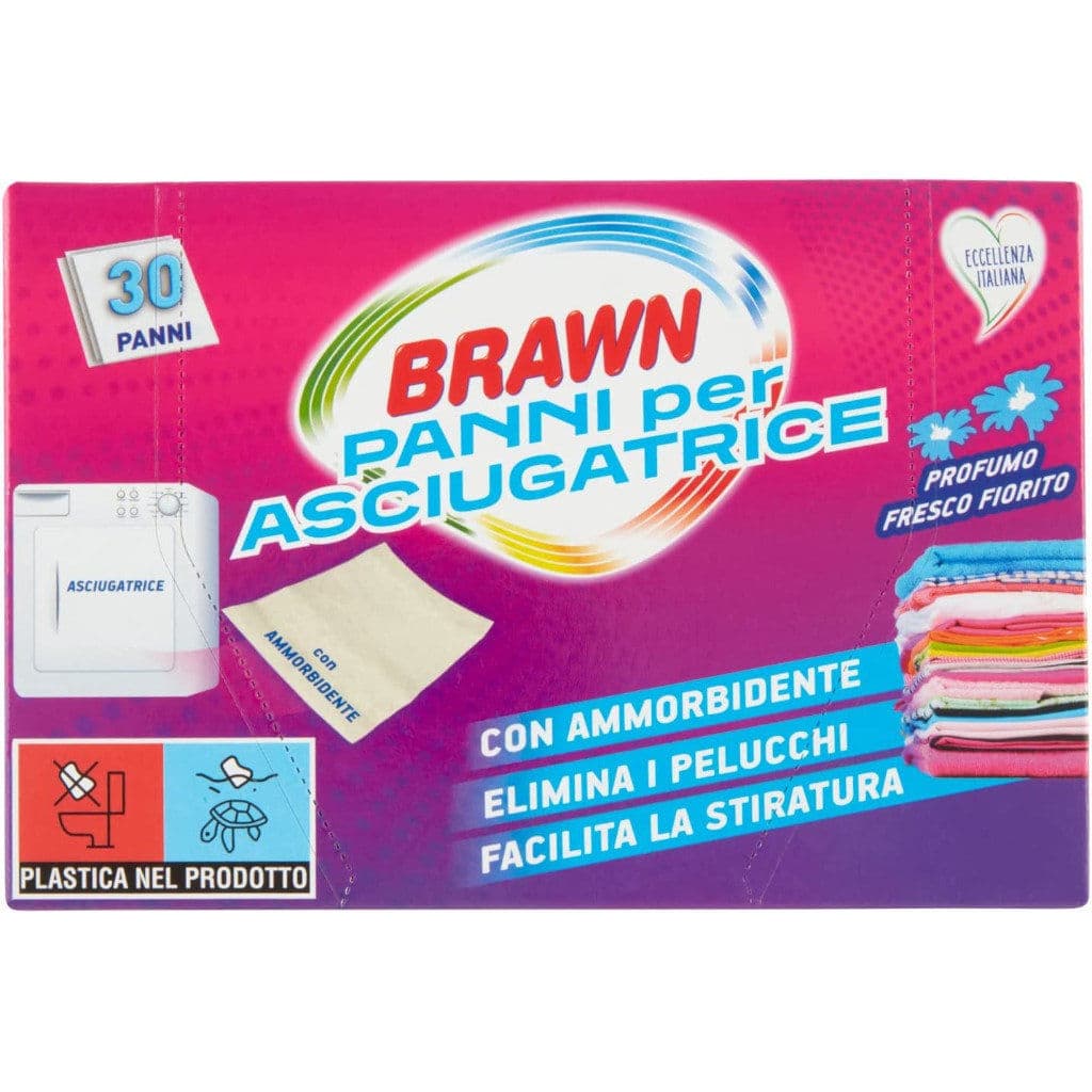 Опаковката на MondoBrawn Panni per Asciugatrice с лого и информация за продукта.