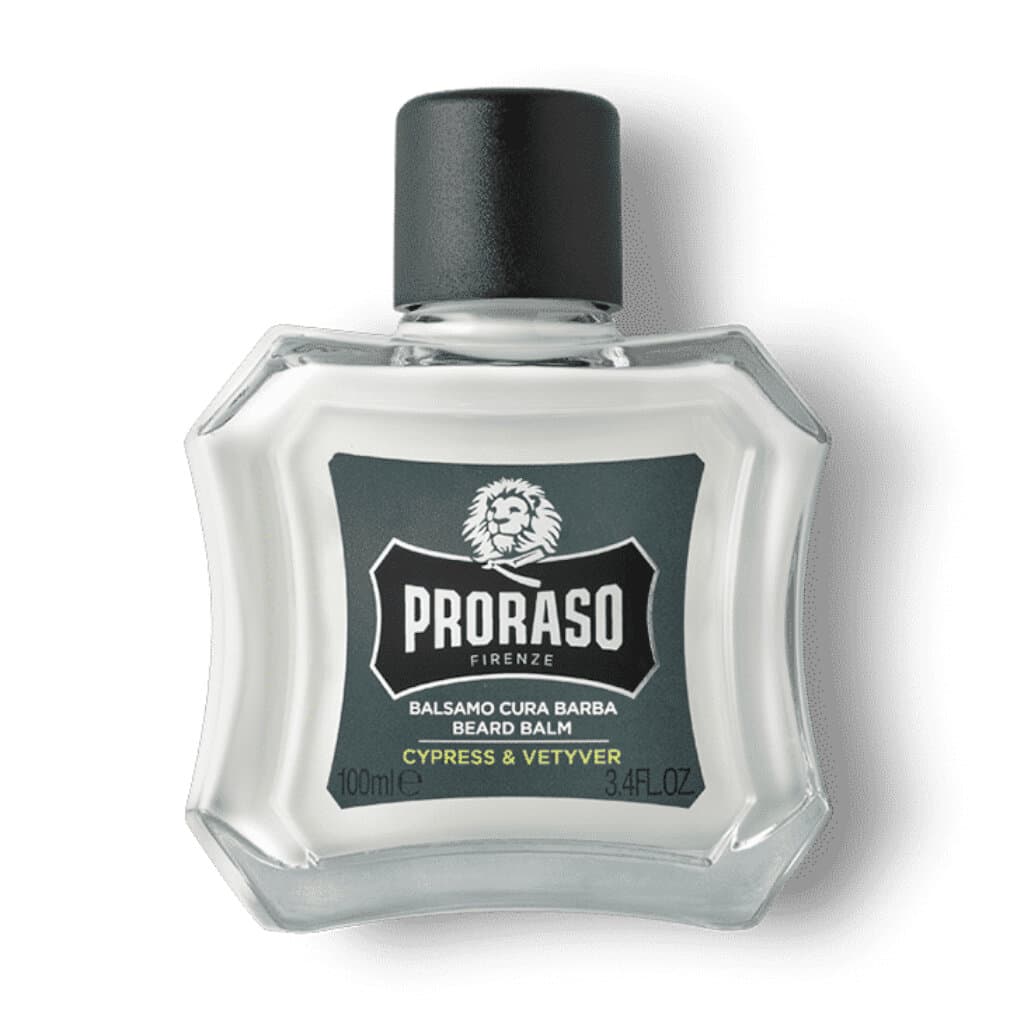 Балсам за брада Proraso Cypress & Vetyver – Луксозно оформление с дървесно-цитрусов аромат. Нанесете балсама върху брадата за свежест, мекота и подхранване.