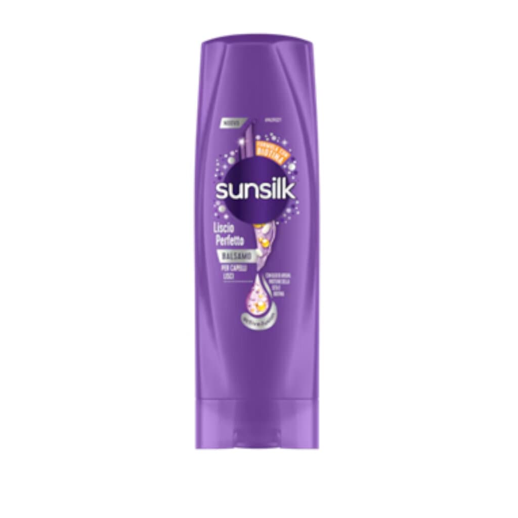 "Sunsilk BL Lisci – Предна страна на опаковката, показваща балсама за коса с активна формула и свеж, модернистичен дизайн."