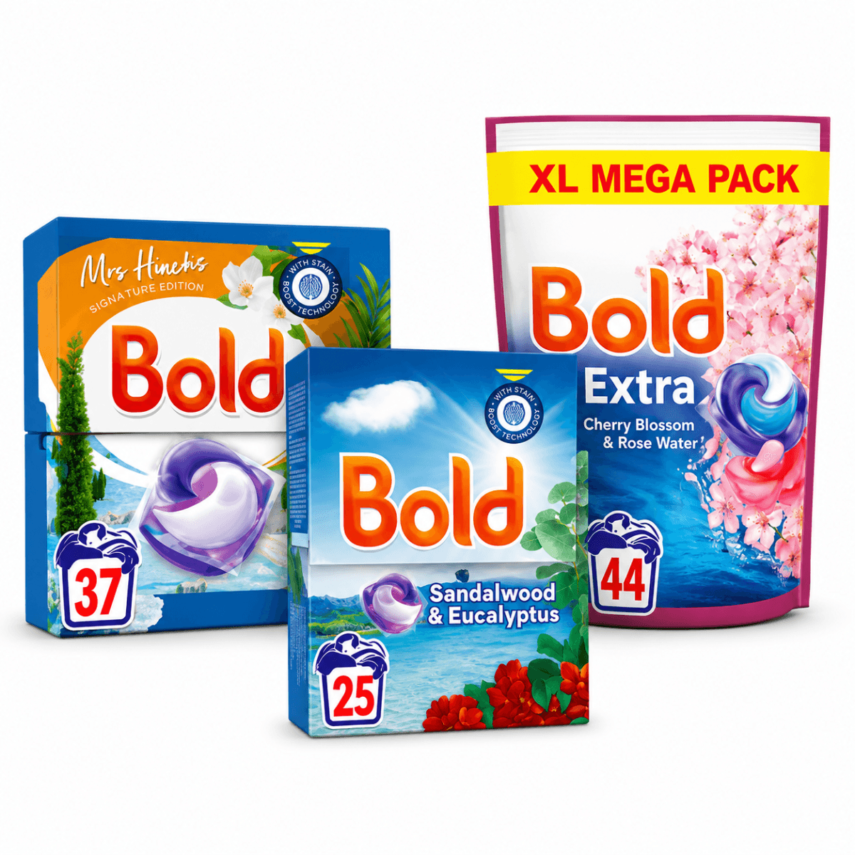 Перилни капсули Bold с мощно почистване и наситени аромати.