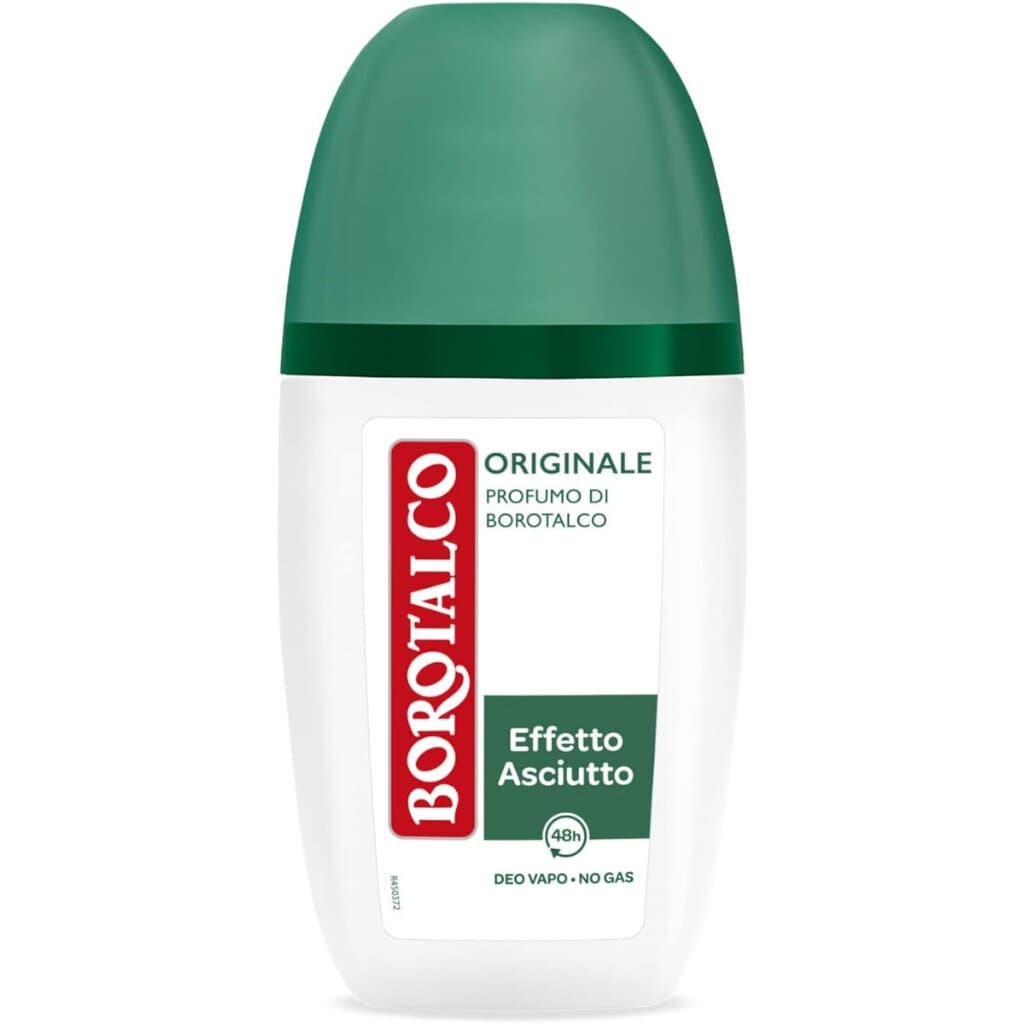 Borotalco Дезодорант спрей Originale Vapo – 75 мл – Предна страна на опаковката с елегантен дизайн и логото на Borotalco.
