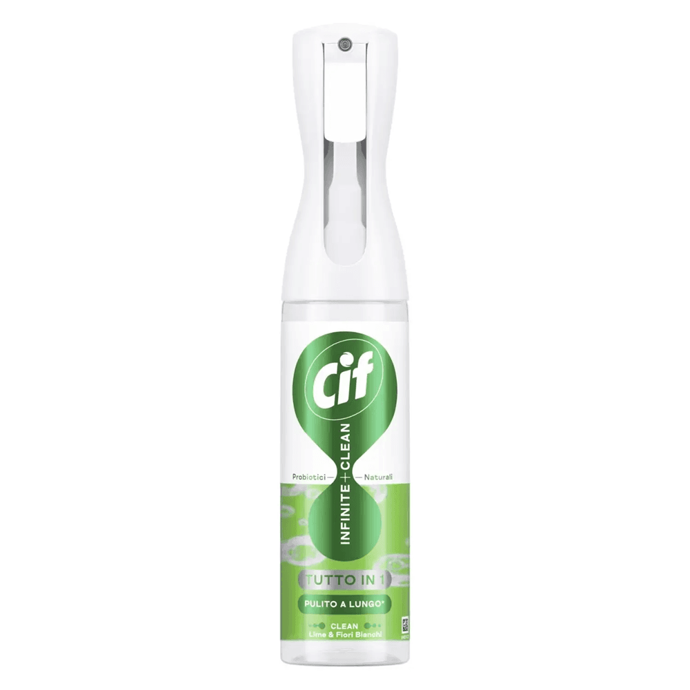 Cif Infinite+ Clean Lime & White Flowers 280 ml – Мултифункционален спрей с пробиотици (до 3 дни чистота)
