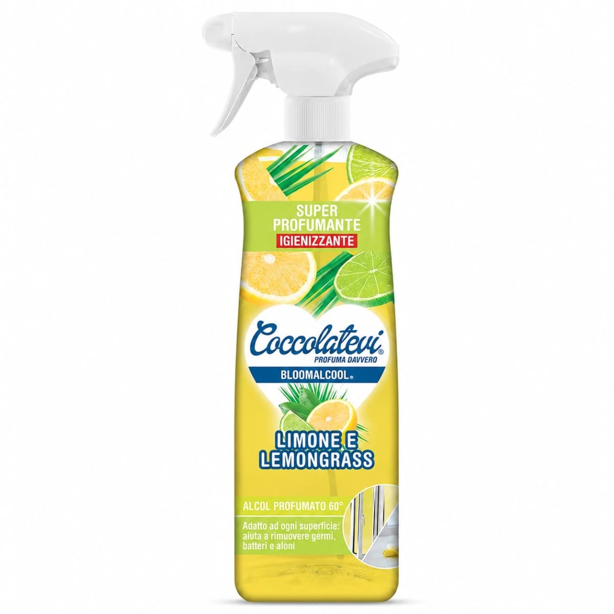 Coccolatevi Bloomalcool Limone e Lemongrass хигиенизиращ препарат с парфюмиран алкохол 60° за повърхности 750 мл