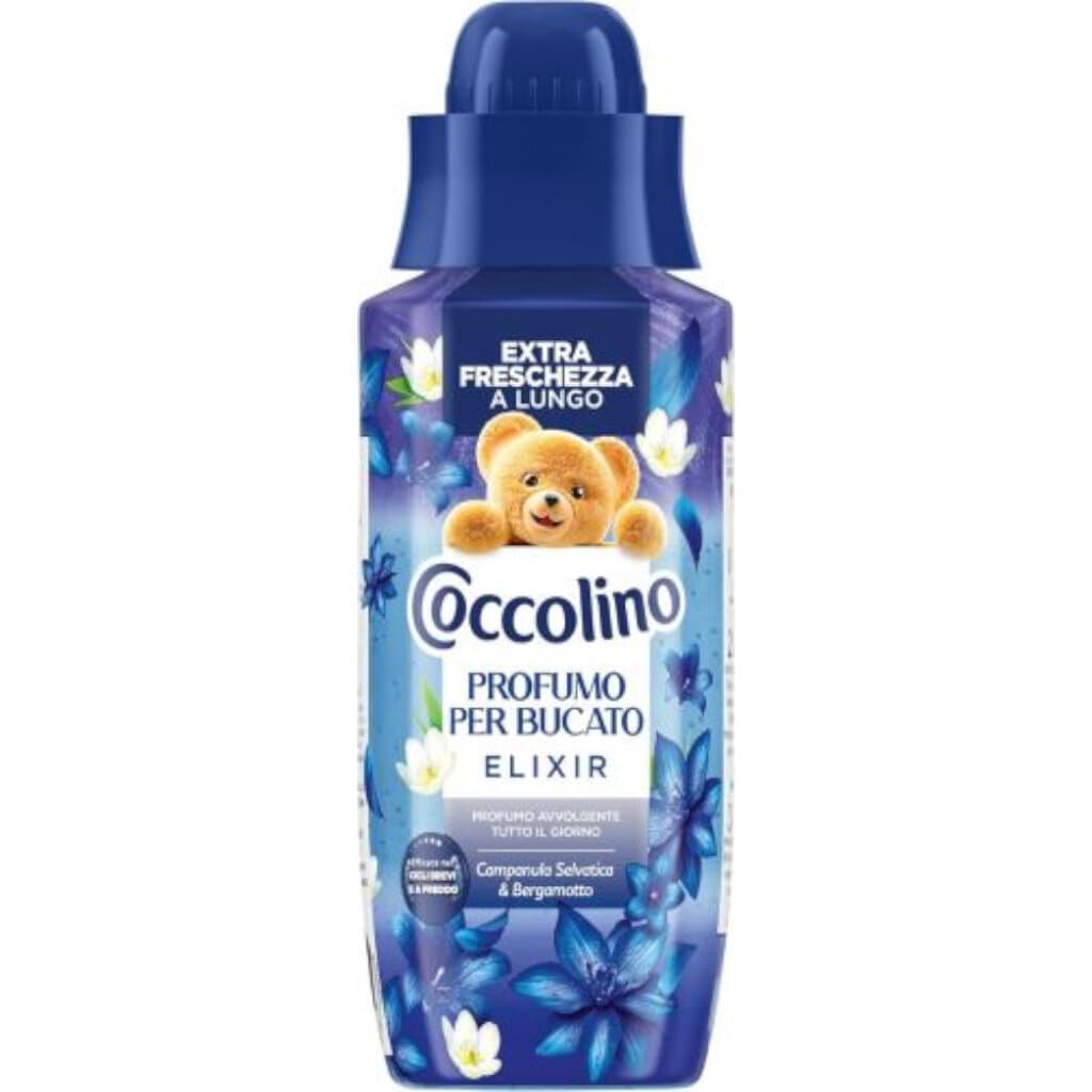 Бутилка Coccolino Elixir Campanula Selvatica & Bergamotto 342 ml – преден изглед