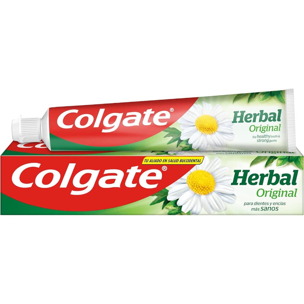 Colgate Herbal Regular Toothpaste – 75 мл – Предна част на опаковката с билков дизайн.