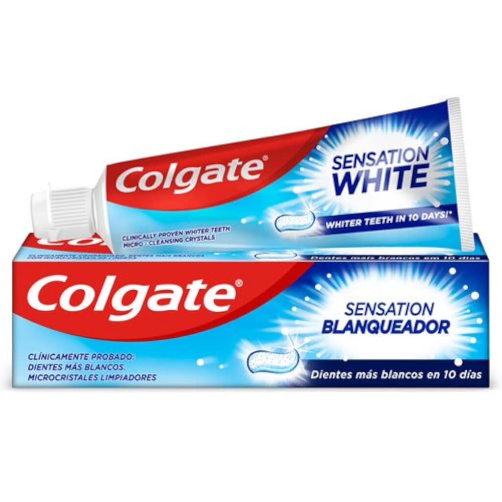 Colgate Sensation White Toothpaste – 75 мл – Предна страна на опаковката.