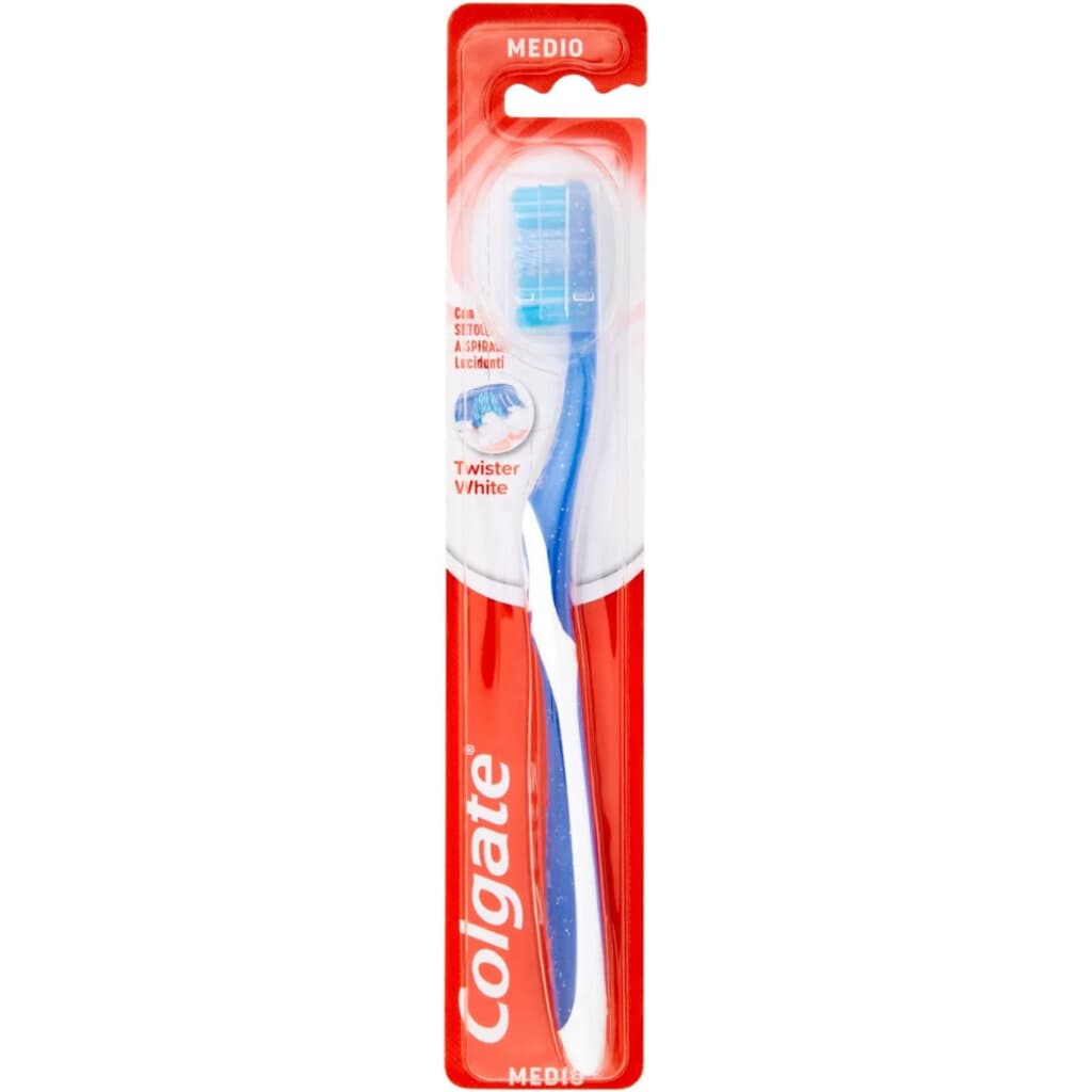 Colgate Twister Fresh Toothbrush – Medium – Предна страна на опаковката с информация за продукта.