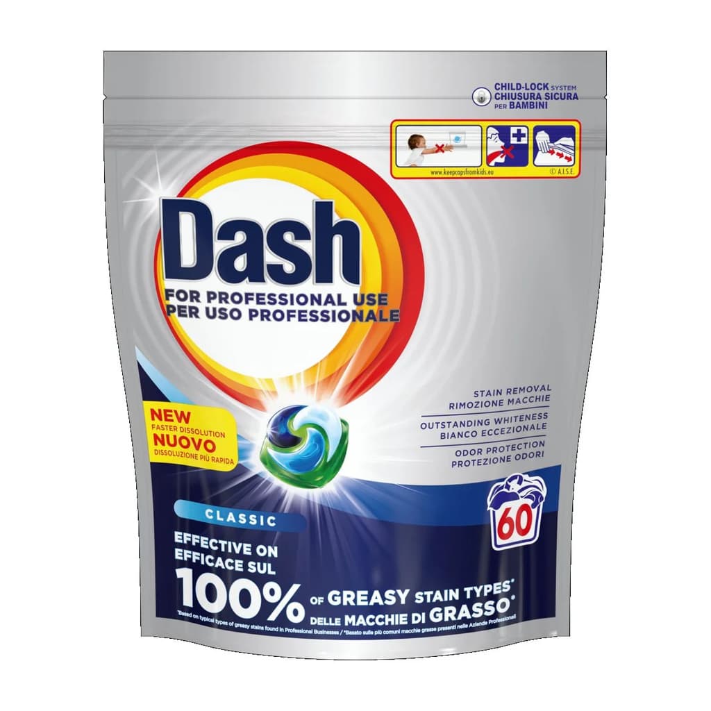 Dash Professional Pods Classic професионални капсули за пране срещу мазни петна – 60 броя