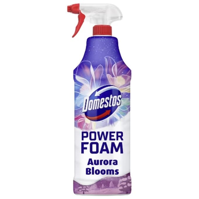 Domestos Power Foam Aurora Blooms хигиенизираща пяна за тоалетна и баня с обърнато пръскане 650 мл