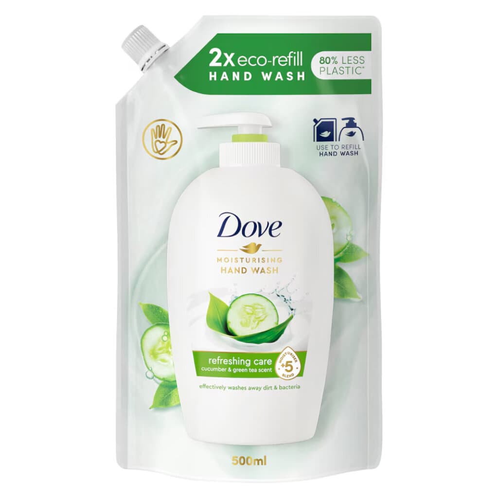 Dove Detergente Cremoso Fresh Touch – Освежаващ крем-сапун с краставица и чай в опаковка от 500 мл.