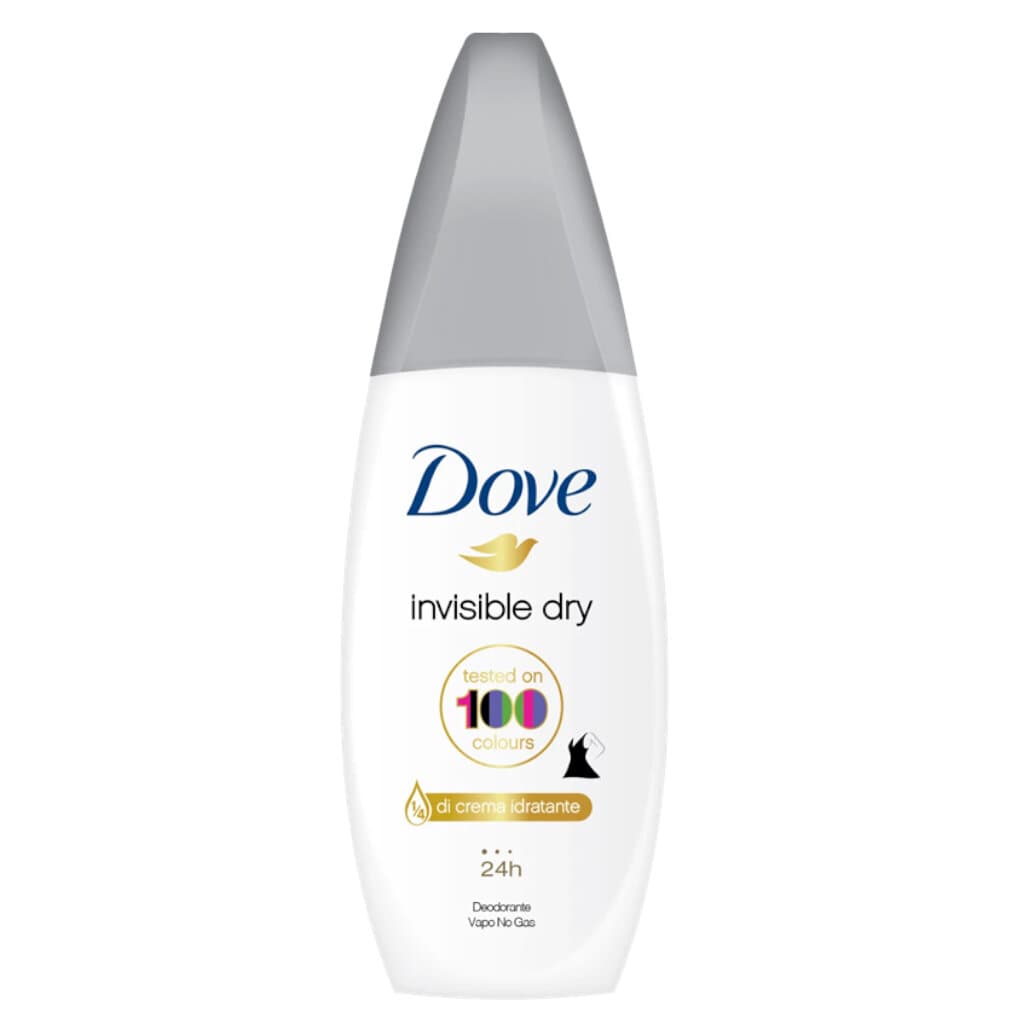 Опаковка на Dove Vapo Invisible Dry – дезодорант с ¼ хидратиращ крем.