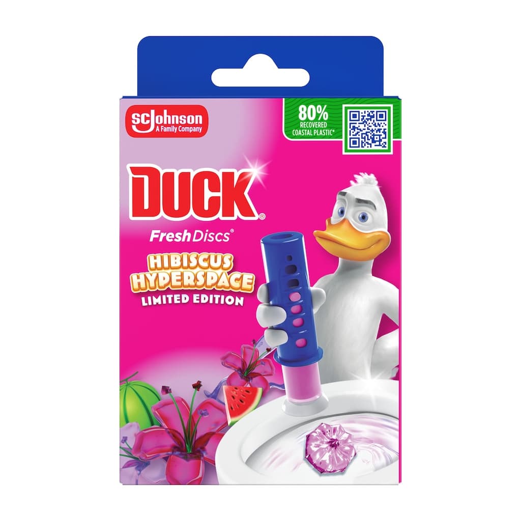 Duck Fresh Discs Hibiscus Hyperspace гел дискове за тоалетна с апликатор 36 мл – 6 диска