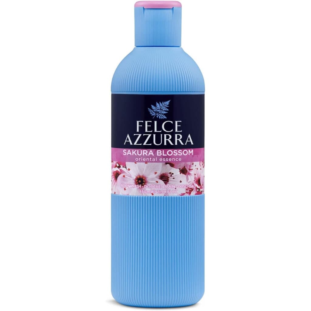 Душ гел Felce Azzurra – Цветя от сакура – 650 мл – Преден изглед на опаковката.