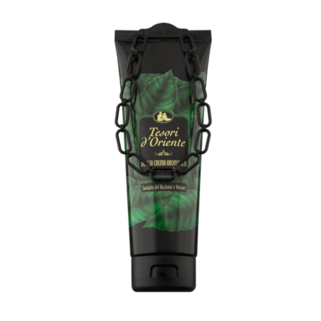 "Tesori d'Oriente Doccia Crema Sandalo del Kashmir e Vetiver – опаковка, предна страна, 250 мл"