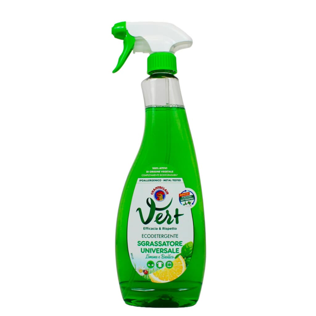 Опаковка и преден изглед на Chanteclair Ecodetergente Sgrassatore Universale Limone e Basilico 600 ml | Универсален Обезмаслител с Освежаващ Аромат