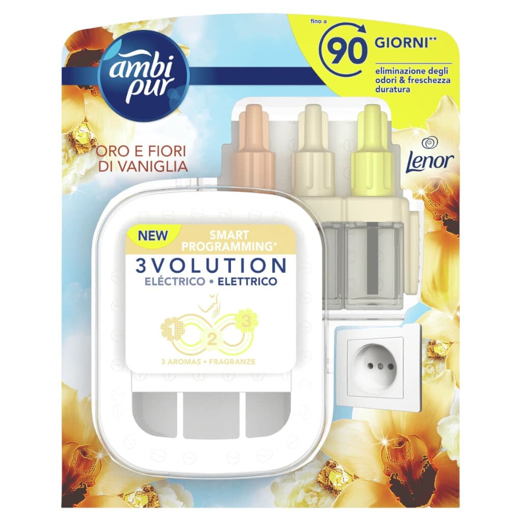 Ambi Pur 3Volution Електрически дифузер – Oro e Fiori di Vaniglia, предна част на продукта.