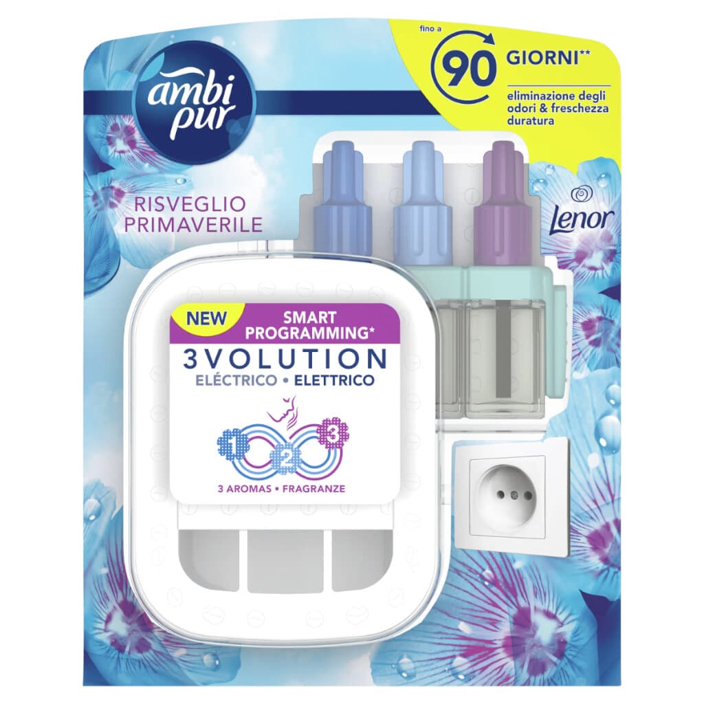 Ambi Pur 3Volution Електрически дифузер – Risveglio Primaverile, предна част на продукта.