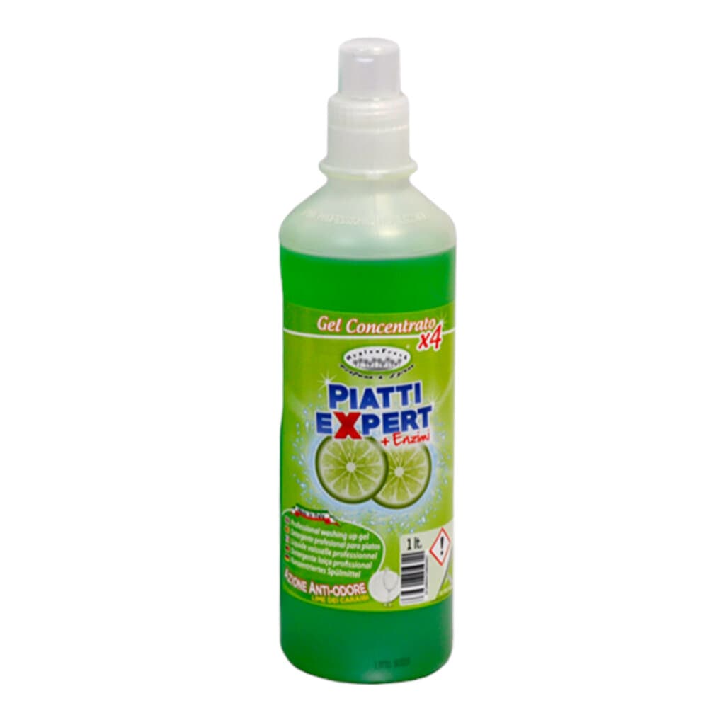 Опаковка и преден изглед на HygienFresh Piatti Expert | Ултра-концентриран гел за миене на съдове с карибски лайм