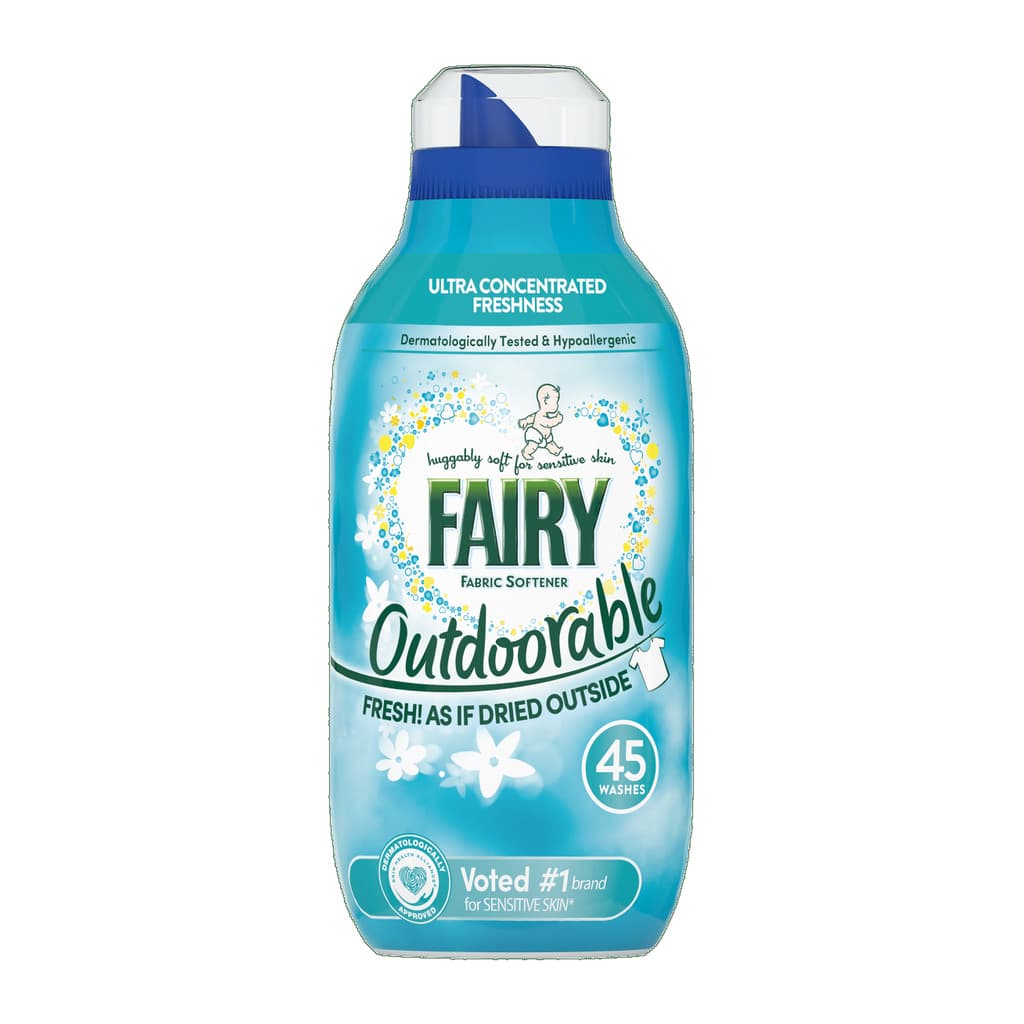 Fairy Outdoorable Original ултраконцентриран хипоалергенен омекотител за чувствителна кожа 630 мл за 45 пранета