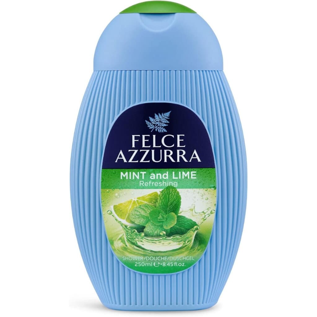 Душ гел Felce Azzurra – Мента и Лайм – 250 мл – Преден изглед на опаковката.