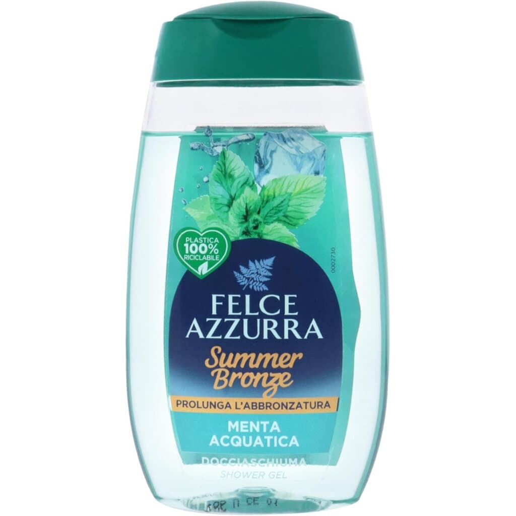 Опаковка и преден изглед на Doccia SummerBronze Menta Acquatica | Освежаващ Душ Гел за Лятото