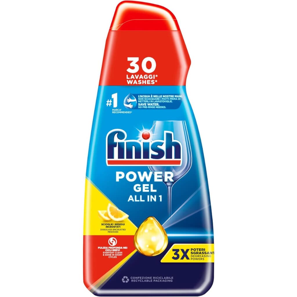 Finish Powergel All in 1 в опаковка, показваща предната страна с основна информация.