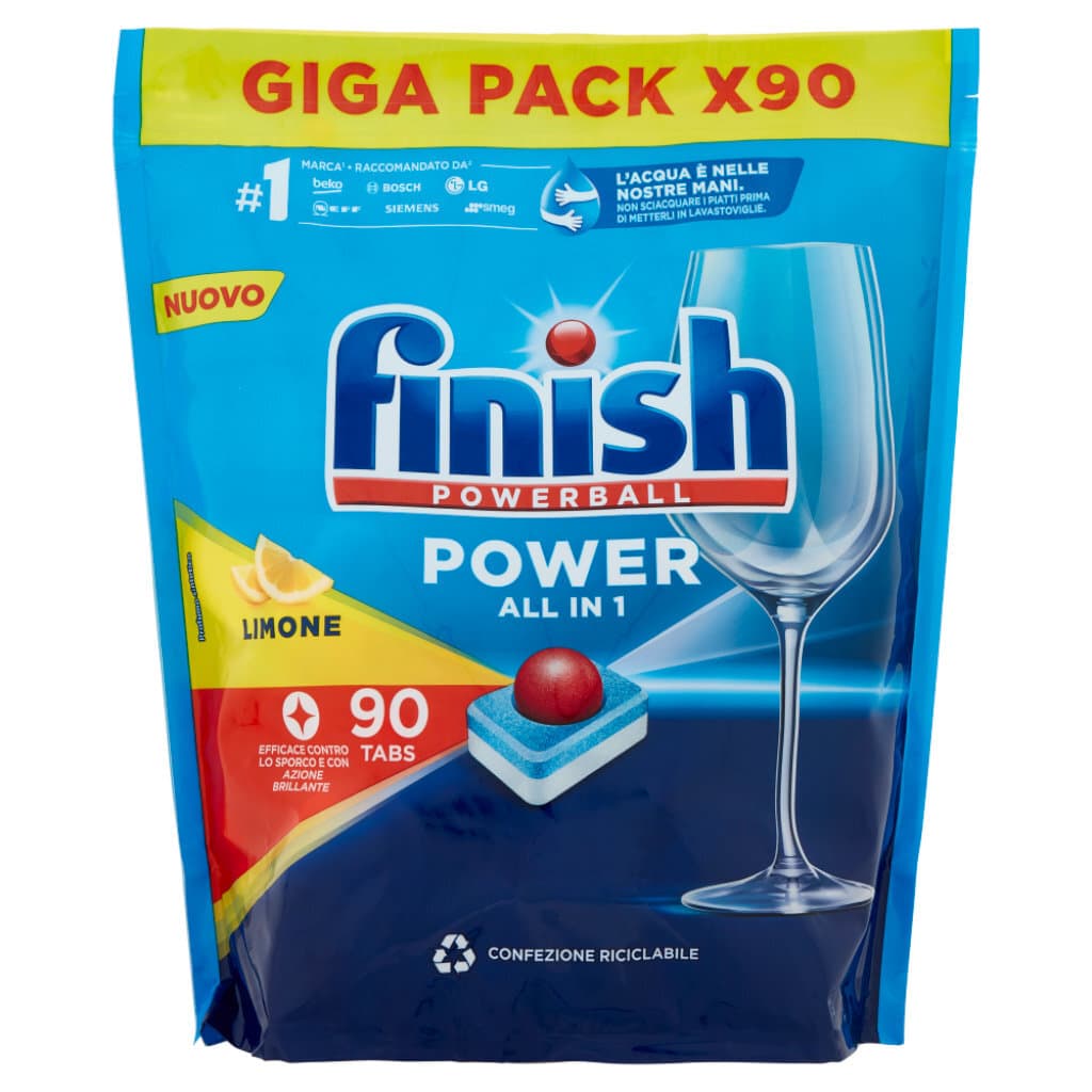 Finish Powerball All in 1 Limone в опаковка, показваща предната страна с основна информация.