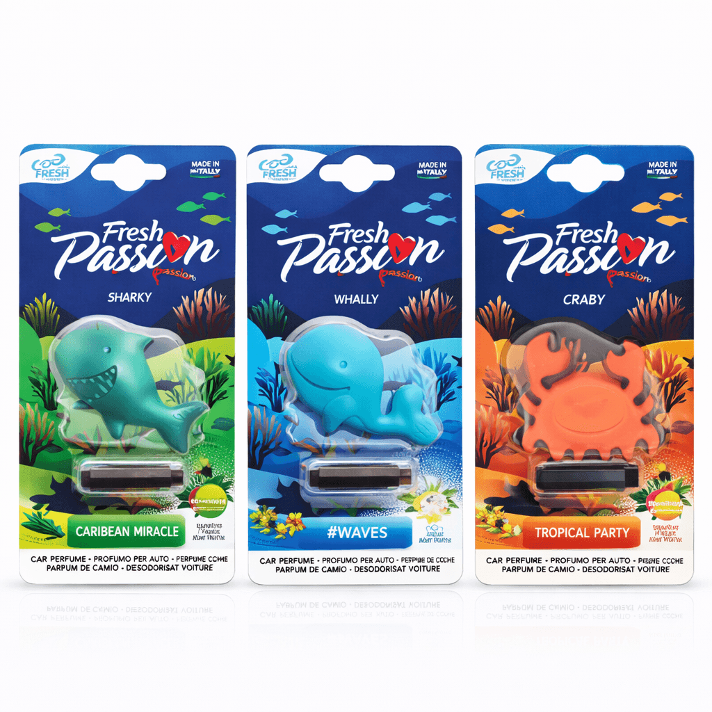 Fresh Passion – Ароматизатори за кола – Опции Ocean Sharky, Ocean Wally и Ocean Crabby