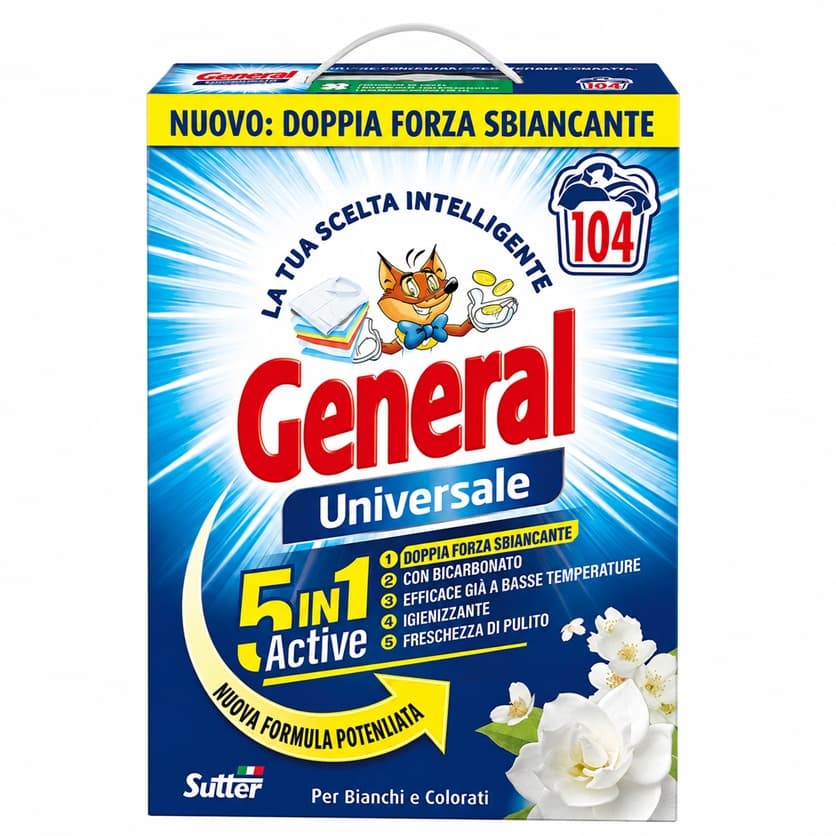 General Universale Polvere 5in1 универсален прах за бяло и цветно пране 4,68 кг – 104 пранета