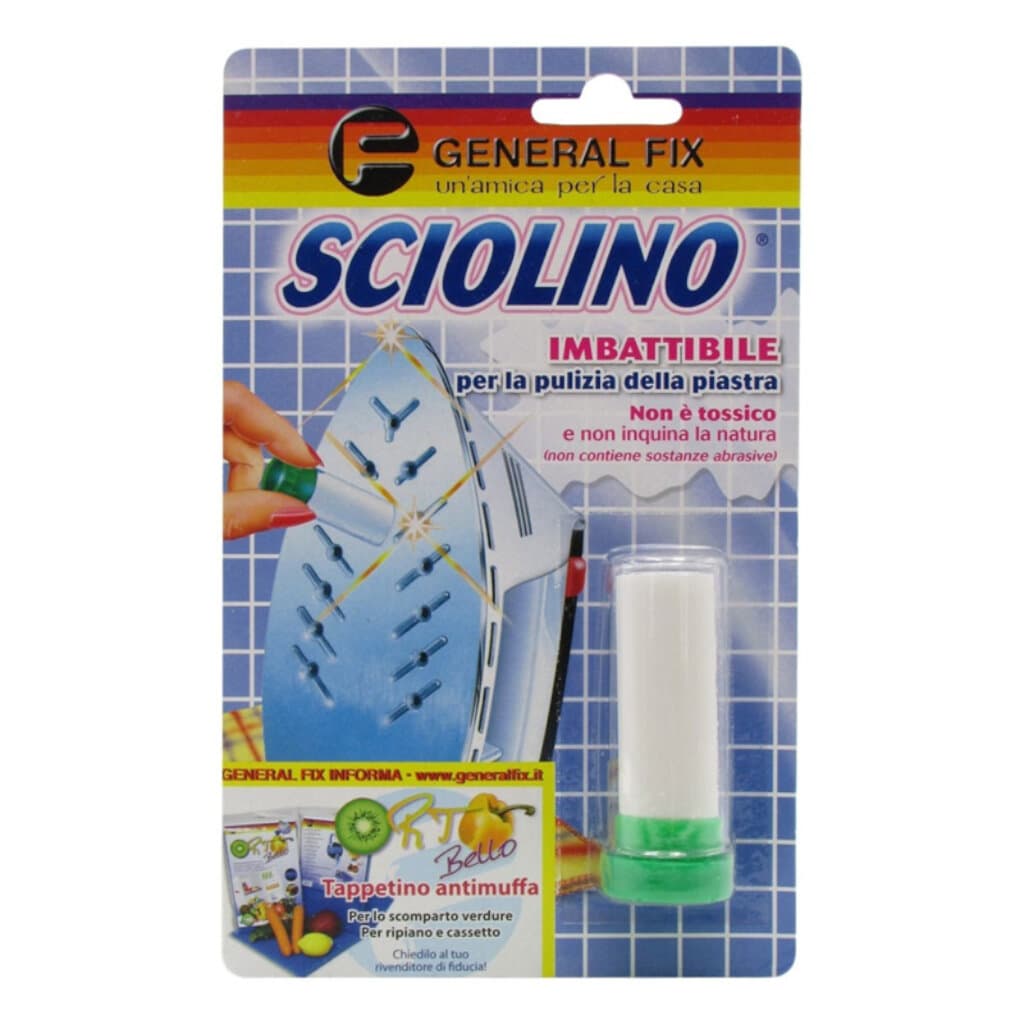 "General Fix Sciolino – Четка за почистване на ютия: Предна страна на опаковката, показваща дизайна на продукта."