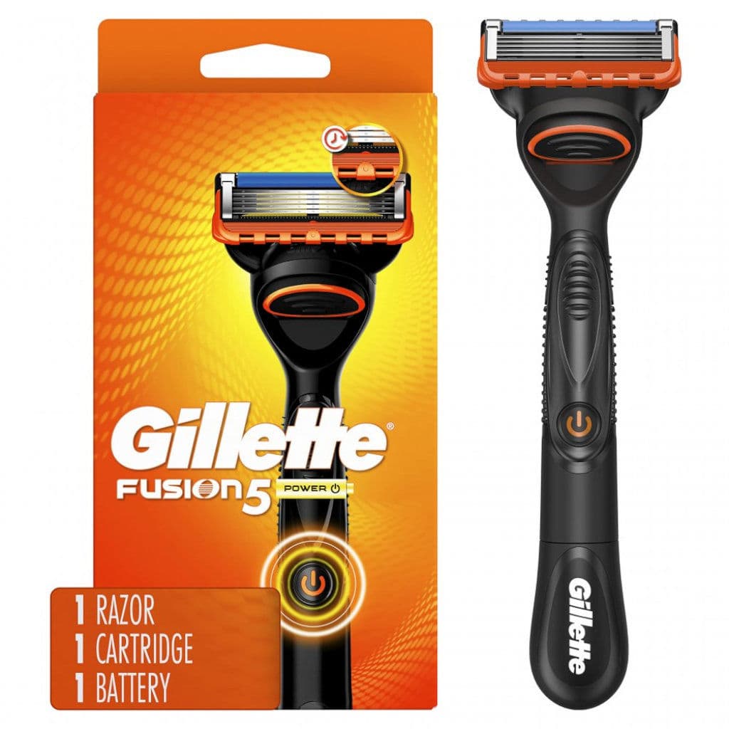 Gillette Fusion Power Ръчен Резач за Бръснене – Изглед отпред с описание на продукта.