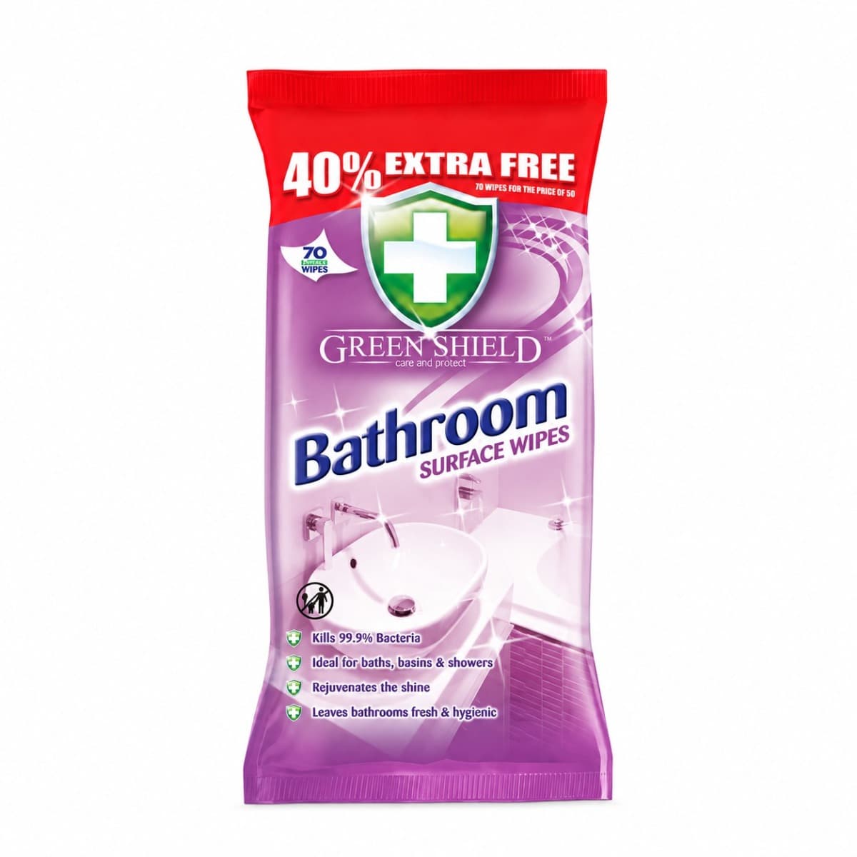 Green Shield Bathroom Мокри Кърпи за Почистване на Баня 70 бр