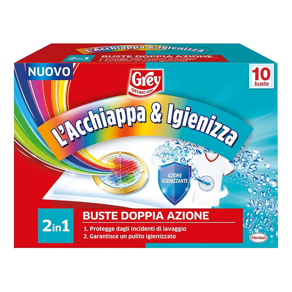 Grey L’Acchiappa&Igienizza 2in1 сашета за улавяне на цветове и хигиенично пране 10 бр.