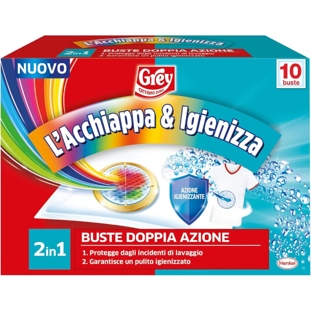 Опаковка на L'Acchiappa e Igienizza с лого и инструкции.