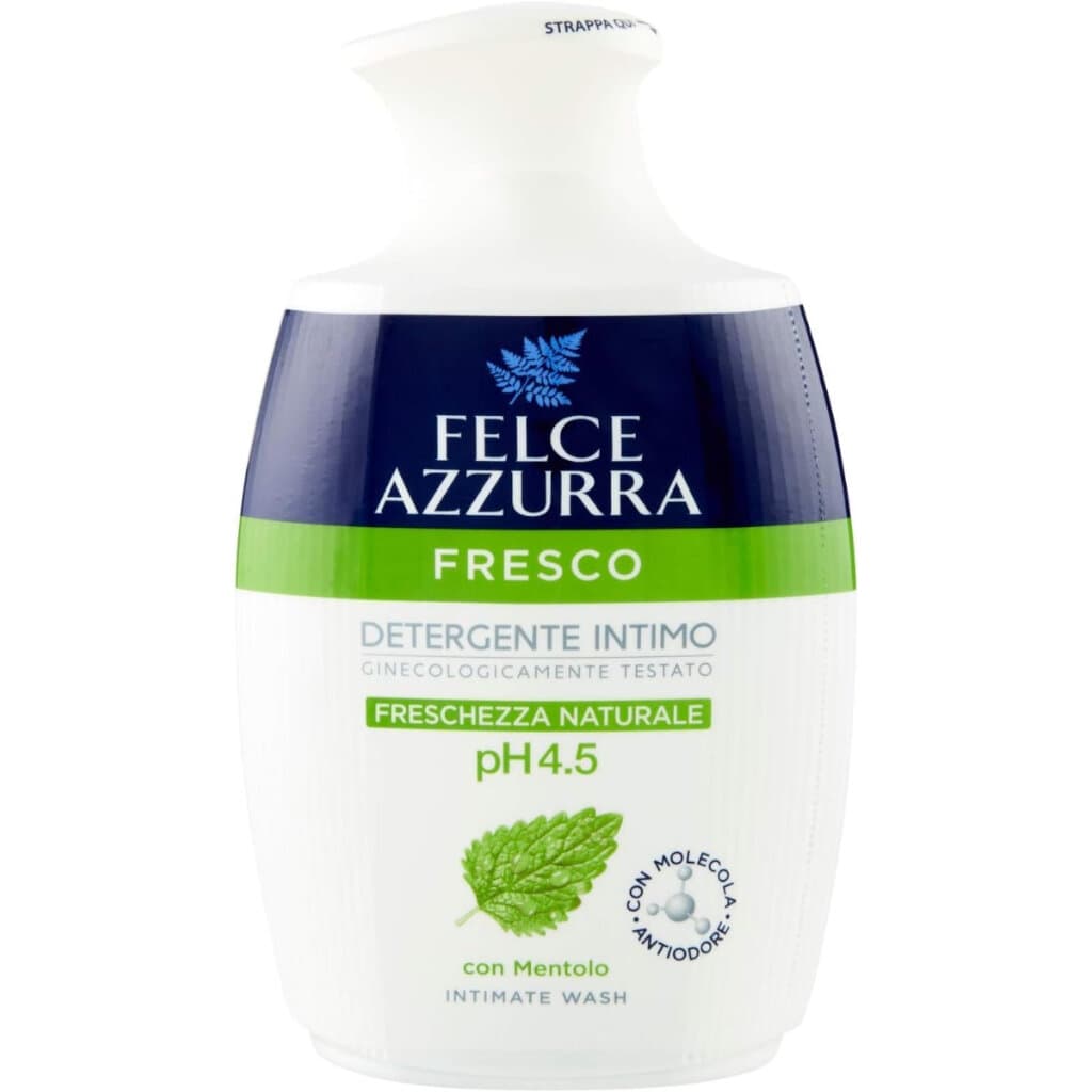 Felce Azzurra Intimo Fresco с ментол – Интимен душ-гел, 250 мл – Предна част на опаковката.