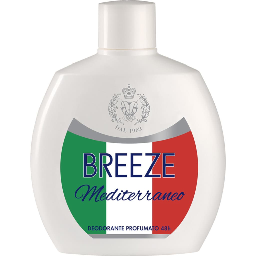 Предна част на опаковка Breeze Mediterraneo Deodorant, 100 мл.