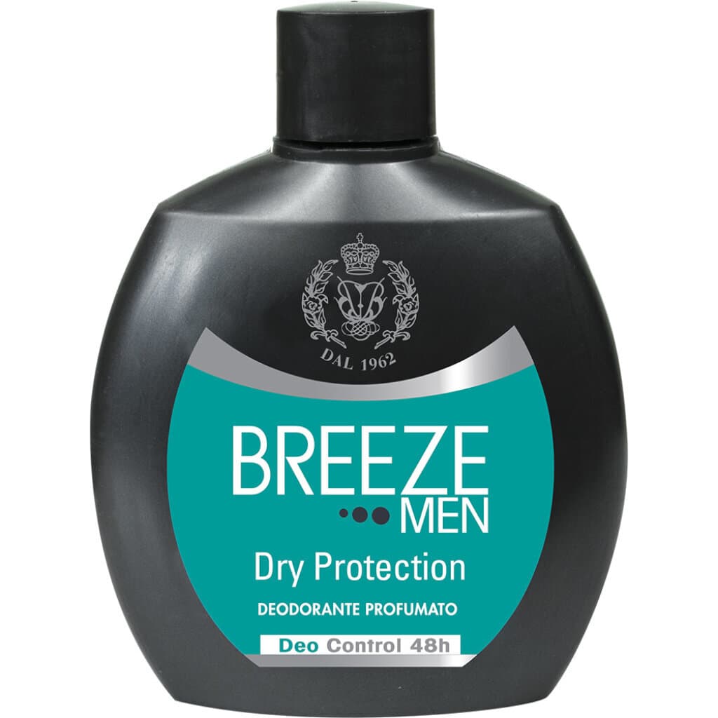 Предна част на опаковка Breeze Men Dry Protection Deodorant, 100 мл.