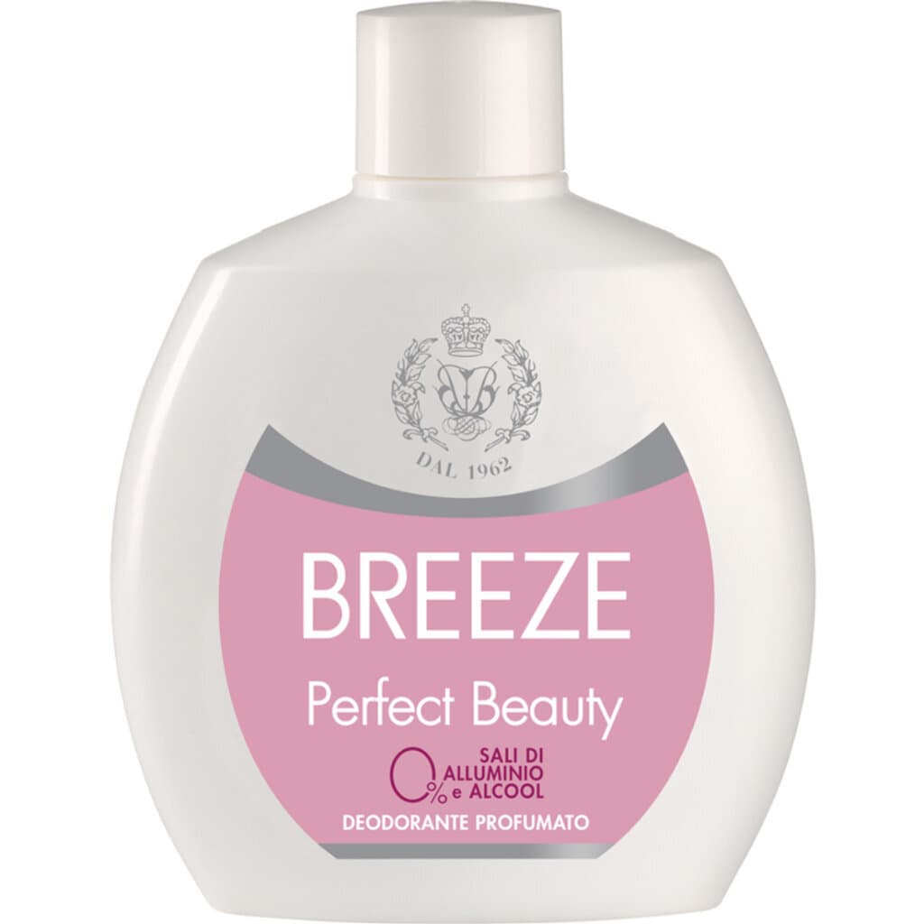 Опаковка и преден изглед на Breeze Deodorante Squeeze Perfect Beauty 100 ML | Дълготрайна Защита и Свежест