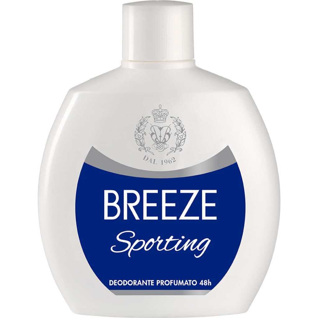 Предна част на опаковка Breeze Deodorante Squeeze Sporting, 100 мл.