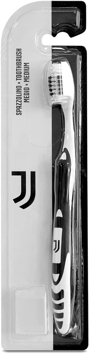 Ръчна четка за зъби Juventus от Naturaverde – черно-бял дизайн с логото на клуба