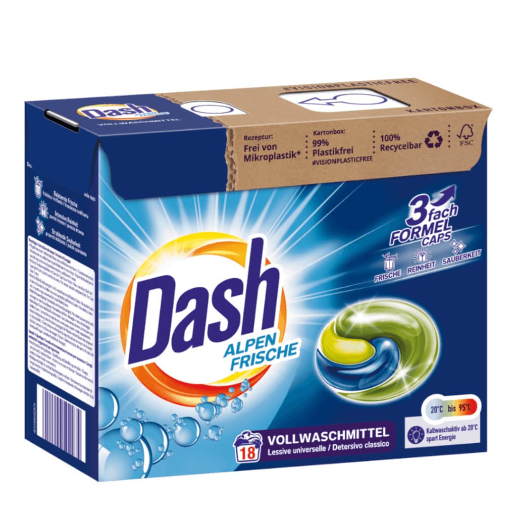 Капсули за Бяло Пране 3 in 1 Dash Alpen Frische 18 бр