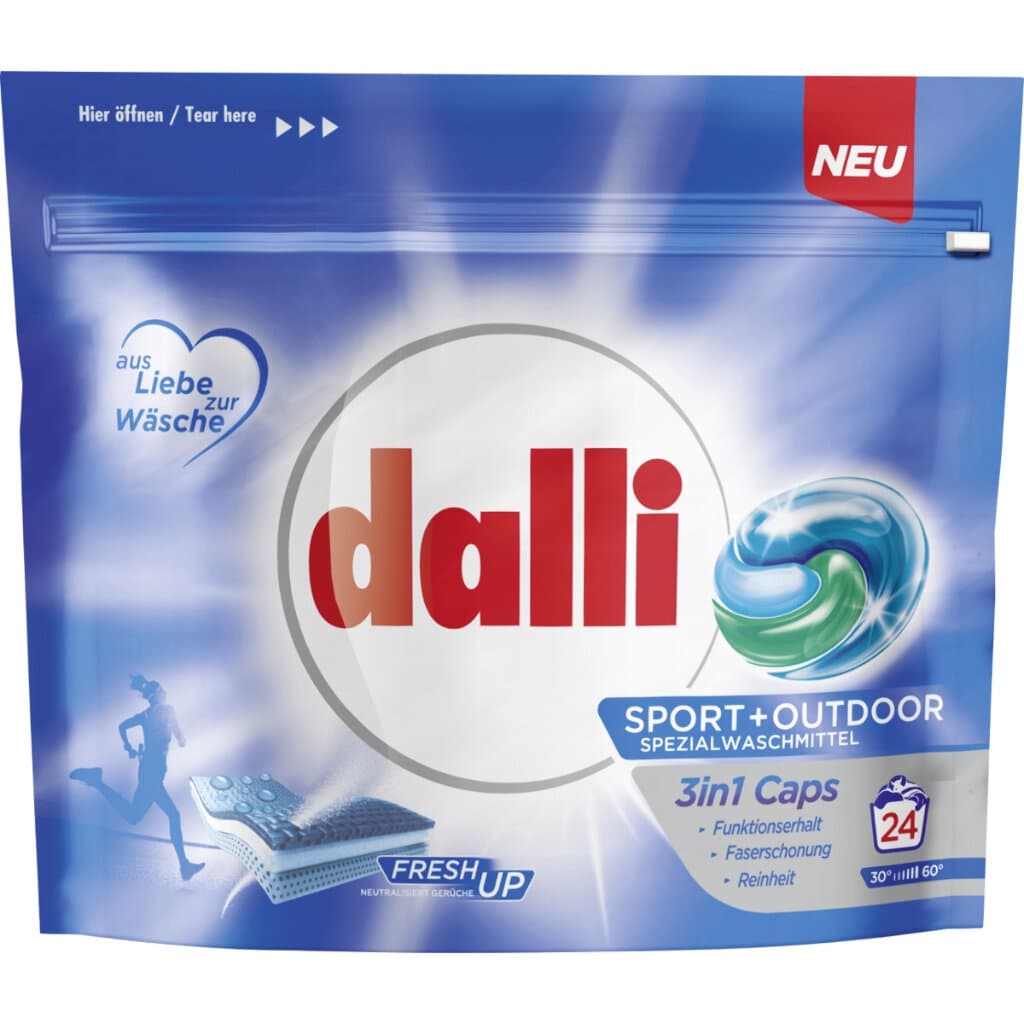 Опаковка на Dalli Sport & Outdoor Spezialwaschmittel 3in1 CAPS.
