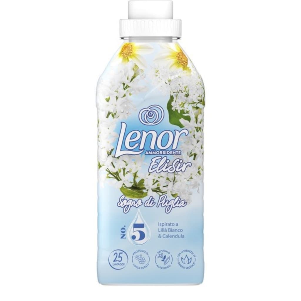 Омекотител Lenor Elisir Sogno di Puglia в опаковка, показваща предната страна с основна информация.