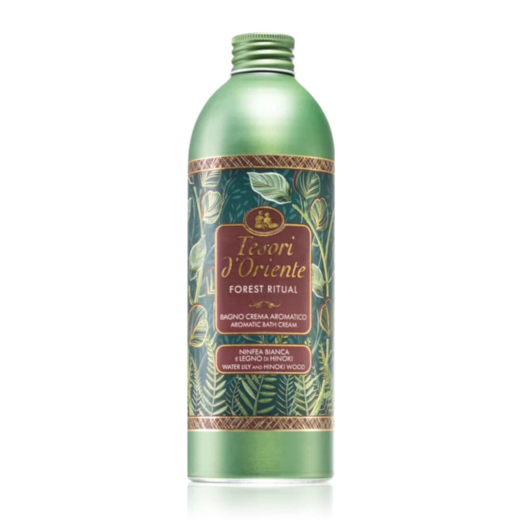 Tesori d'Oriente Forest Therapy Bath Cream в елегантна опаковка, крем за вана с горски аромат.
