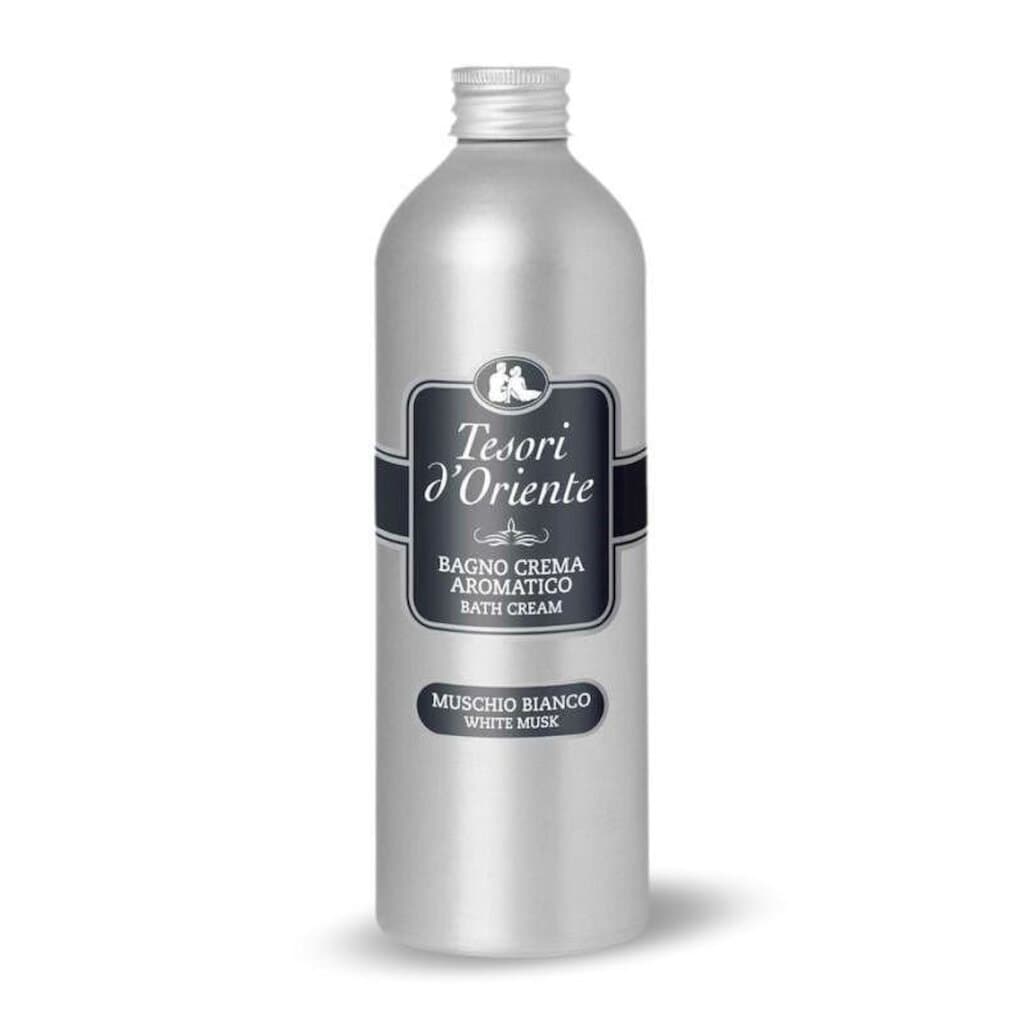 Tesori d'Oriente Muschio Bianco Bath Cream в елегантна опаковка, крем за вана с бял мускус.
